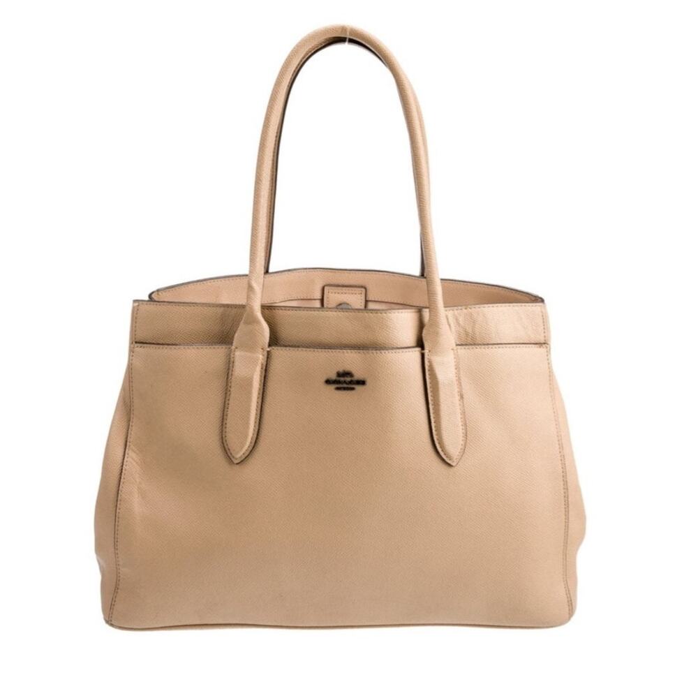 Coach Bailey Carryall, a structured leather tote in Tan pebble leather 16x10x5